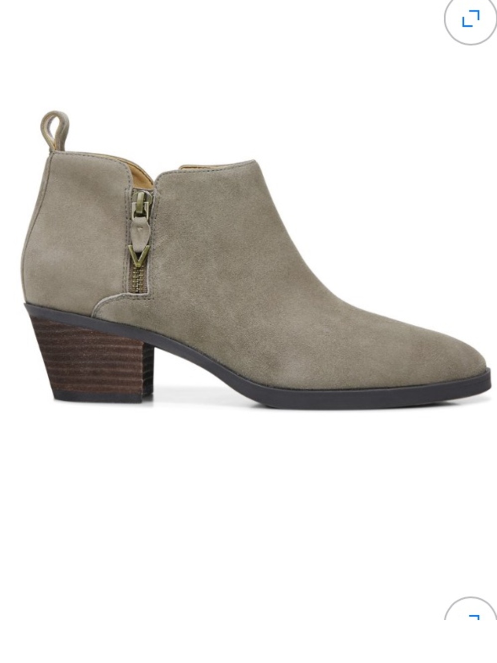 Vionic Cecily Booties 8 Waterproof Suede Leather Stone Taupe Ankle $169 Side Zip